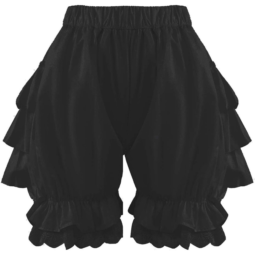 Black Lace Cotton Victorian Ruffles Lolita Pumpkin Bloomers Shorts Pants